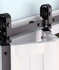 Close-up of 36 Inch Bifold Sliding Barn Door Hardware Track Kit showing heavy duty steel rails and sliding mechanism