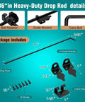 36 Inch Heavy Duty Gate Drop Rod Two Pack Built Tough Black Solid Steel Cane Bolt Gate Latch For Wooden Fences Easy To Install