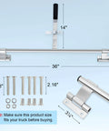 Durable steel cam bar lock with zinc plating, 36-inch, showing included mounting hardware and dimensions for trailer doors.