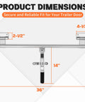 Durable 36 inch trailer door latch with forged steel construction diagram showing dimensions for enclosed trailers and doors.