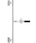 Durable 36 inch zinc plated cam bar lock for cargo trailers with rubber grip handle, includes mounting hardware visible.