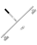 Durable 36 inch zinc plated cam bar lock for cargo trailers with rubber grip handle, mounting hardware, and hinge view.