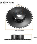 36 Tooth Chain Sprocket B Type for 1 Inch Bore, Single Strand Roller Chain, Carbon Steel With Keyway And Set Screws, Black Oxide Finish