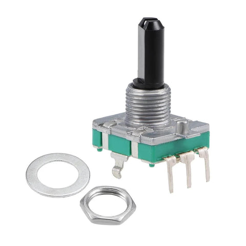 360 Degree Rotary Encoder Switch With Digital Potentiometer, 5 Pins, D Shaft, 11mm Height, 6mm Shaft Diameter, included washer and nut