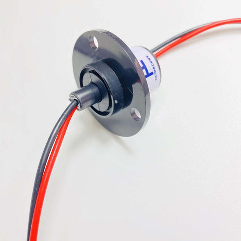 Slip Ring Rotary Electrical Connector With Two Wires, 15A To 60A Current Rating, gold contacts, close-up view