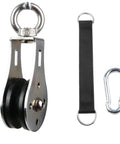 Pulley Wheel Stainless Steel Small Pulley Block 360 Degree Rotating Silent Cable Pully Load Bearing Mechanical Pulleys, Silver (Silver-2) with strap and carabiner