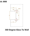 Design diagram of Heavy Duty 360 Degree Shower Glass Door Pivot Hinge Built Tough 304 Stainless Steel Top And Bottom Mount Frameless Door Hardware.