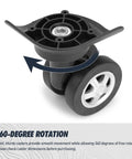Replacement Luggage Swivel Caster Wheels Pair With 360 Degree Rubber Trolley Wheel Kit For Suitcases Repair And Travel Durable And Load Bearing With Premium PVC Rubber Metal Construction For Heavy Luggage And Smooth Quiet Rolling DL130
