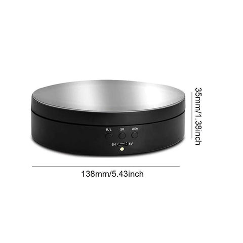 Motorized 360 Degree Rotating Display Stand for Jewelry and Collectibles, 5.43 Inches Turntable, black with control buttons