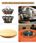 12 Inch Rotating Swivel Turntable With Steel Ball Bearings For Kitchen Corner Cabinets, white base and spice rack display