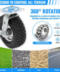 8 inch heavy duty caster wheels with brakes set of 4, locking swivel plate, adaptable for all terrains.