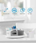 360 Degree Rotating Desk Organizer With Nine Deep Bins And A 12 Inch Lazy Susan Turntable on a home office desk