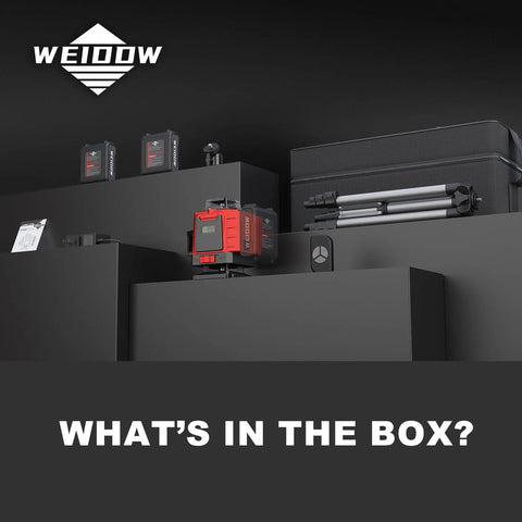 Achieve flawless room layouts and precise tile and ceiling alignment with this four 360 degree laser level kit displayed in box.