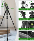 Achieve precise indoor and outdoor alignment with a 360° self-leveling laser level kit featuring 50 inch tall tripod and pulse mode.
