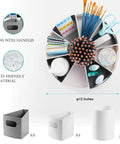 Top view of 360 Degree Rotating Desk Organizer With Nine Deep Bins And A 12 Inch Lazy Susan Turntable filled with art supplies