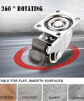 1.5 Inch Caster Wheels Heavy Duty Set of 4 Rubber 360 Degree Swivel Plate Casters for Small Furniture Carts and Cabinets 2 with Brakes 2 without Load 194 Lbs.