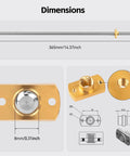 Dimensions of 365mm t8 z axis lead screw z rod stainless steel threaded rod with brass nut z-axis upgrade kit for 3D printers
