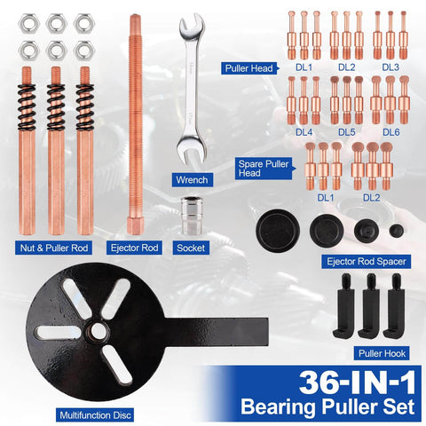 36 In 1 Bearing Puller Kit With Upgraded Blind Hole Design Pro Grade Bearing Removal Tool With Three Jaw Puller Hooks