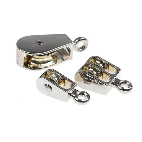 36mm Metal Sheave Zinc Alloy Fixed Pulley Crown Block and Tackle Lifting Wheel Mini Single/Double Pulley for DIY