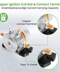 Copper contacts of a 36 Volt Golf Cart Solenoid With Four Terminals For TXT Marathon Medalist Electric Models Heavy Duty 70 Series