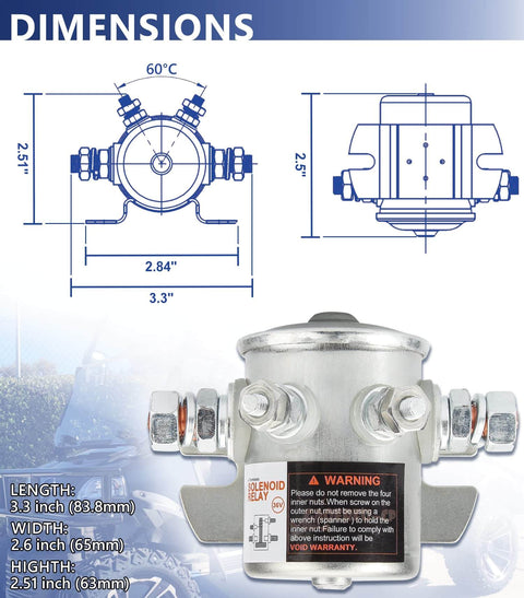36 Volt Four Terminal Solenoid Relay For EZGO TXT And Marathon Golf Carts 1980 To 2010 Replacement OEM Parts front view