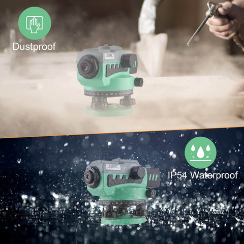 Professional automatic optical level with 36x magnification and 36mm aperture, dustproof and waterproof design, dual view