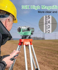 Professional automatic optical level with 36x magnification on tripod in field for accurate measurements