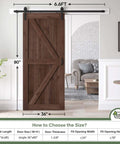 36x80 Inch Sliding Barn Wood Door Slab With 6.6ft Hardware Kit And Handle in Coffee Finish installed in home interior.