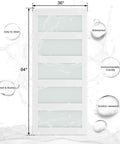 36 x 84 in Glass Barn Door with 6.6FT Sliding Hardware Kit & Handle, Pre-Drilled Ready to Assemble, Waterproof PVC Coating, White, 5-Panel Glass