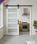 36in x 84in Glass Sliding MDF Barn Door with 6.6FT Sliding Door Hardware Kit, 5 Tempered Frosted Glass in modern kitchen