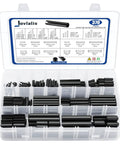 370 Piece Roll Pin Assortment Set For SAE Slotted Spring Pins, heavy-duty steel hollow dowel pins, black oxide finish in a box