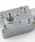 Close-up of zinc alloy aluminum housing on 370WG DC Worm Gear Motor 6V DC 30RPM Self-Locking Reversible Reducer Electric Motor