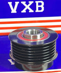 37320-2B000 Decoupler Pulley for Hyundai Elantra GT L4 2.0L 14-14 - 6-Groove alternator pulley in black and silver.