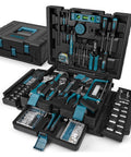 379-Piece Home Tool Kit With Portable Drawer Case For Household And Auto Repairs, showing chrome-plated tools and TPR grips.
