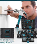 379-Piece Home Tool Kit With Portable Drawer Case for Household and Auto Repairs, chrome-plated tools with TPR grips
