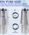 Diagram of 3/8 x 3/8-24 Heim Joint Rod End Kit with RH & LH Threads, Chromoly Joints showing tube size fit and dimensions