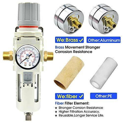 3/8" NPT Air Filter Pressure Regulator Combo Piggyback, Air Tool Compressor Filter - Gauge AW3000-03 - Buy Bearings online - Fast US Shipping