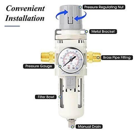 3/8" NPT Air Filter Pressure Regulator Combo Piggyback, Air Tool Compressor Filter - Gauge AW3000-03 - Buy Bearings online - Fast US Shipping