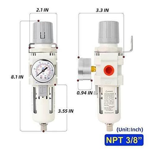 3/8" NPT Air Filter Pressure Regulator Combo Piggyback, Air Tool Compressor Filter - Gauge AW3000-03 - Buy Bearings online - Fast US Shipping