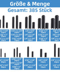 Complete 385 Piece Roll Pin Set Kit With 26 Sizes For Home Improvement And Automotive Repair Durable 65Mn Steel