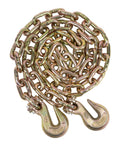 ✝️ 3/8 Inch x 6 FT Grade 70 Binder Chain with Clevis Grab Hooks - G70 Transport Tow Chain - 6,600 Lbs Working Load Limit coiled on white