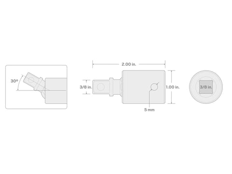 Technical drawing of 3/8 Inch Drive Impact Universal Joint | SIA12102, showing dimensions and side view with 30° pinless tilt.