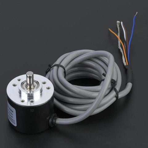Incremental Rotary Encoder Five To Twenty Six Volts DC Top Notch 38 Millimeter Diameter NPN Open Collector ABZ Encoder with Cable
