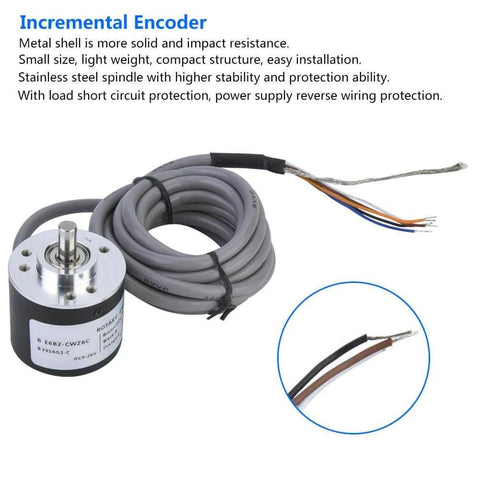 Incremental Rotary Encoder Five To Twenty Six Volts DC Top Notch 38 Millimeter Diameter NPN Open Collector ABZ Encoder
