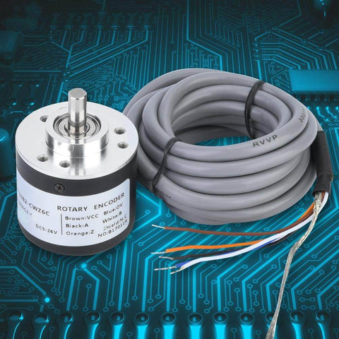 Incremental Rotary Encoder Five To Twenty Six Volts DC Top Notch 38 Millimeter Diameter with 6mm Shaft and 2m Cable