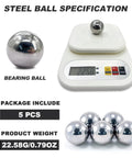 1.5 Inch Bearing Balls Set Five Pieces 38mm G25 Steel Precision Balls for bike bearings displayed on a scale and grouped