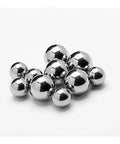 Various sizes of 39mm 304 Stainless Steel Ball - Solid Metal Ball for machinery and bearings on a white background.