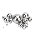 Assorted sizes of 39mm 304 Stainless Steel Ball - Solid Metal Ball, ideal for machinery and bearings, displayed on white background