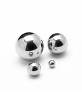 Four solid metal balls in various sizes, including a 39mm 304 Stainless Steel Ball - Solid Metal Ball, on a white background.