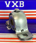 1/2" inch Extra Strength Pillow Block Mounted Bearing BEH8A in galvanized steel, front view showing oil cup lubrication on blue background
